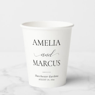 Vasos De Papel Elegante Caligrafía de Letra Clásica de Boda
