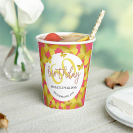 Vasos De Papel Elegante caligrafía de mariposa dorada Purpurina