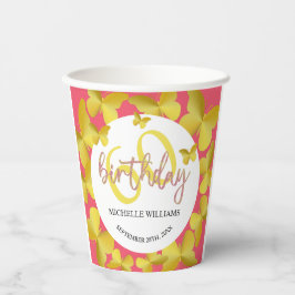 Vasos De Papel Elegante caligrafía de mariposa dorada Purpurina