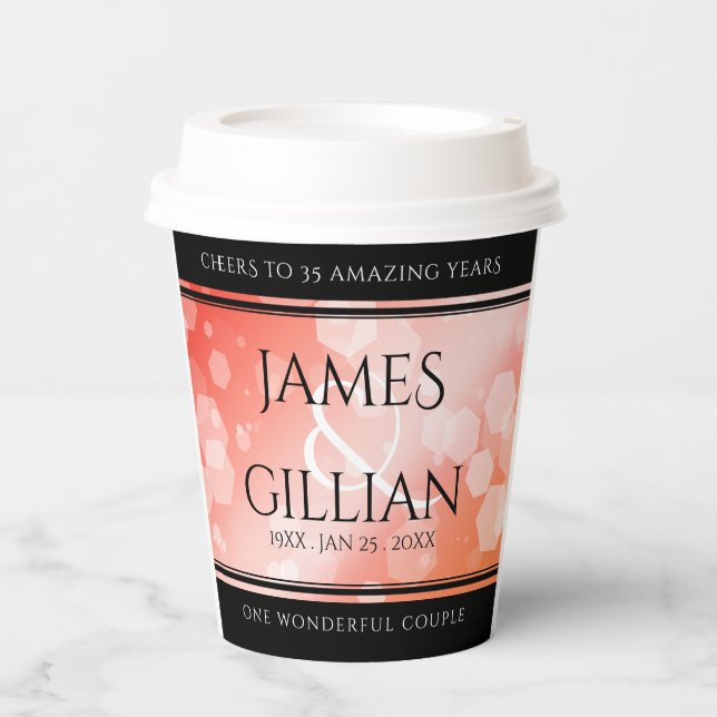 Vasos De Papel Elegante celebración del 35° aniversario del Boda  (Anverso)