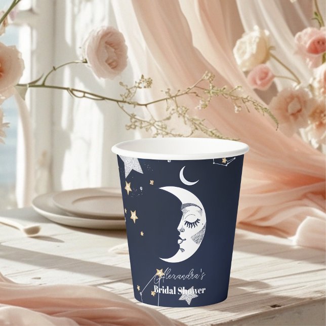 Vasos De Papel Elegante Celestial Crescent Moon Bridal Shower (Subido por el creador)