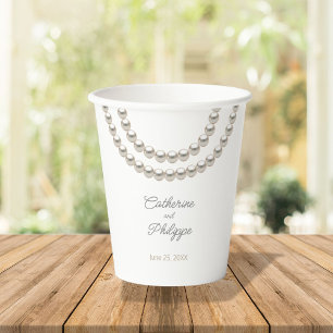 Vasos De Papel Elegante collar de perlas