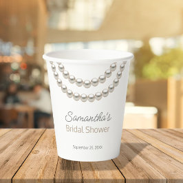 Vasos De Papel Elegante collar de perlas para ducha de novia