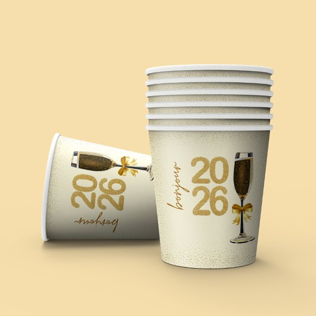 Vasos De Papel Elegante Copa de Champán para Nochevieja (Subido por el creador)