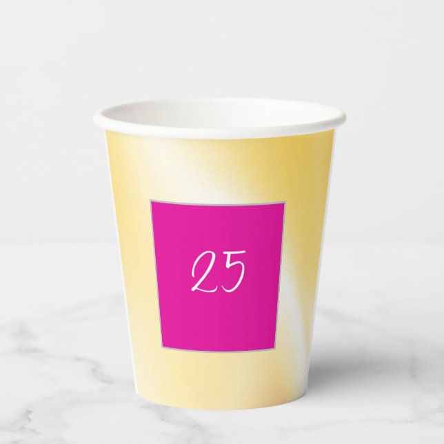 Vasos De Papel Elegante copa de papel rosa y amarillo (Anverso)