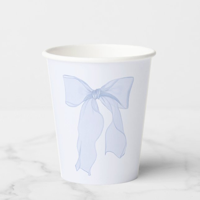 Vasos De Papel Elegante Coquette Blue Bow (Anverso)