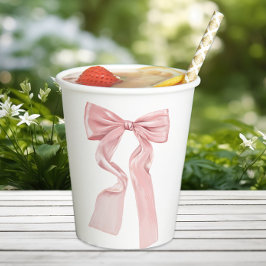 Vasos De Papel Elegante Coquette de Bow Rosado