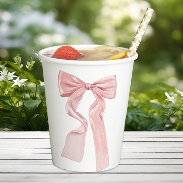 Vasos De Papel Elegante Coquette de Bow Rosado (Subido por el creador)