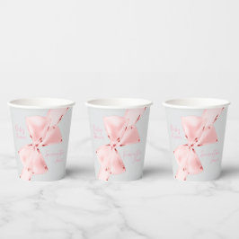 Vasos De Papel Elegante Coquette Rosa Bow Chica Baby Shower