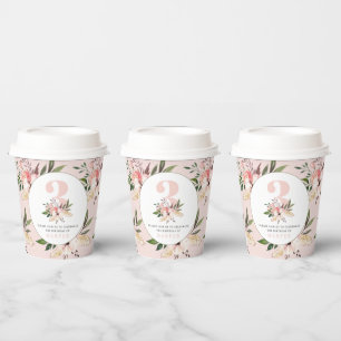 Vasos De Papel Elegante cumpleaños rosa floral 
