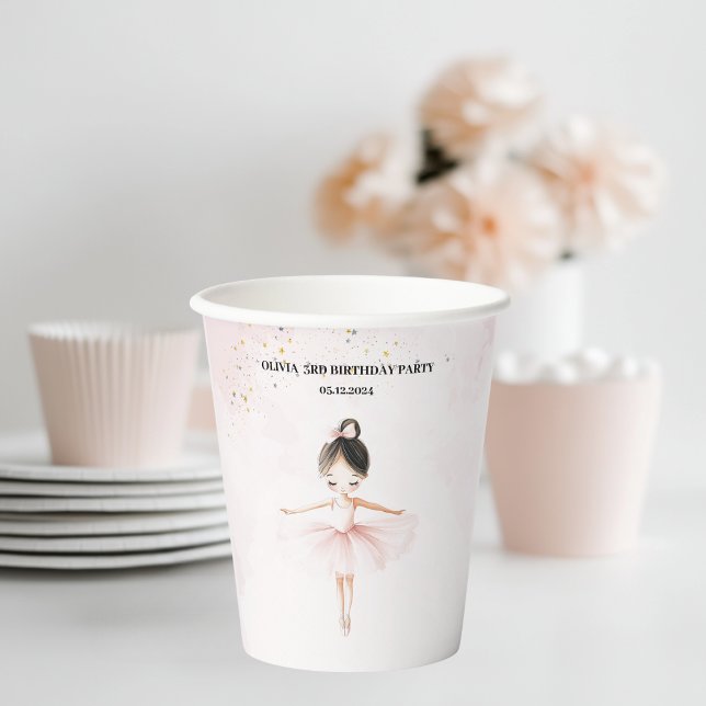 Vasos De Papel Elegante cumpleaños rosado Ballerina (Subido por el creador)