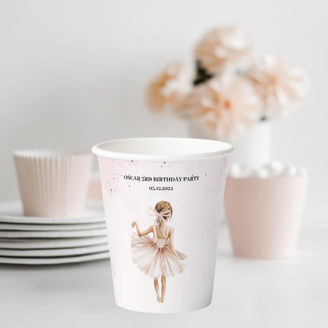 Vasos De Papel Elegante cumpleaños rosado Ballerina (Subido por el creador)