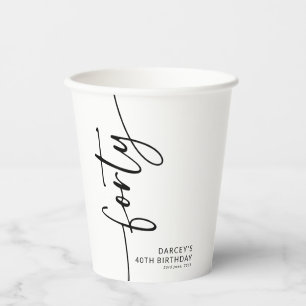 Vasos De Papel Elegante Cumpleaños Script Forty 40