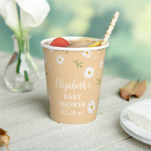 Vasos De Papel Elegante Daisies Sexo Neutral Baby Shower