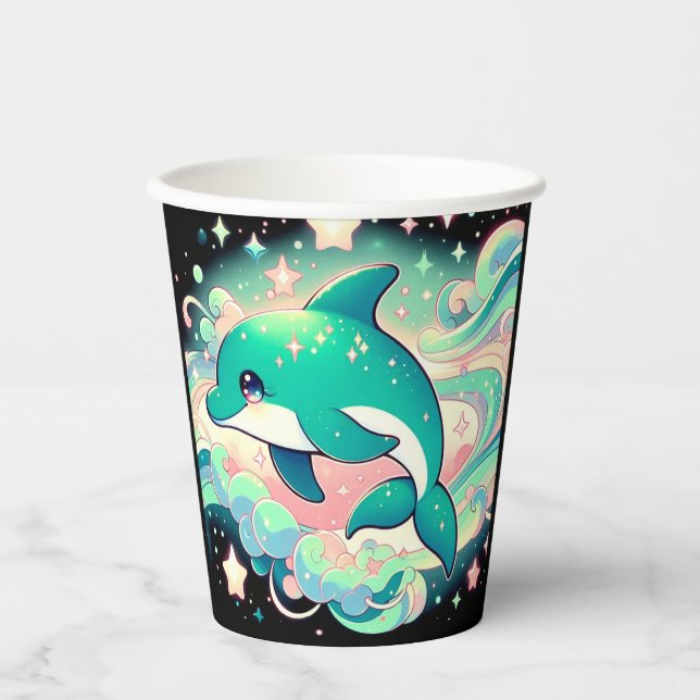 Vasos De Papel Elegante delfín Baby Shower (Anverso)