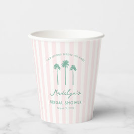 Vasos De Papel Elegante Desayuno Nupcial Rosa Verde Palm Springs