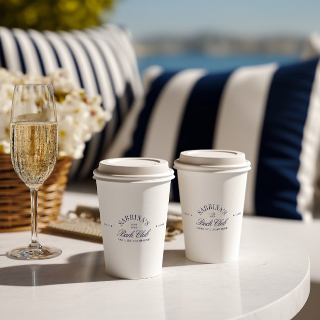 Vasos De Papel Elegante Despedida de Soltera Azul Marino Moderno (Elegant Modern Navy Blue Bachelorette Paper Cups)