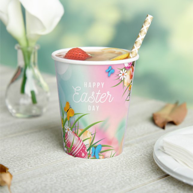 Vasos De Papel Elegante Día Feliz de Pascua (in situ)