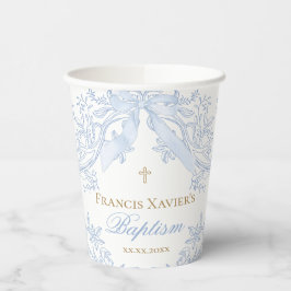 Vasos De Papel elegante diseño de arco azul pastel Bautismo