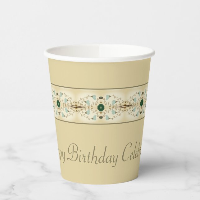 Vasos De Papel Elegante diseño floral (Izquierda)