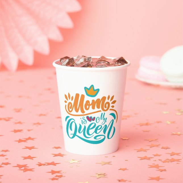 Vasos De Papel Elegante Diseño La Typografía Mamá Es Mi Reina (in situ)