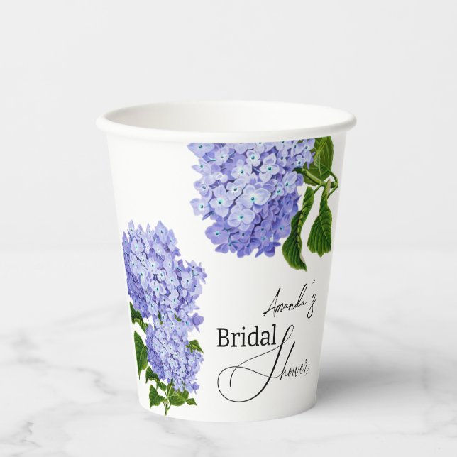 Vasos De Papel Elegante ducha azul Hydrangea Floral Bridal (Anverso)