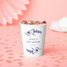 Vasos De Papel Elegante ducha de bebé con flores de lavanda