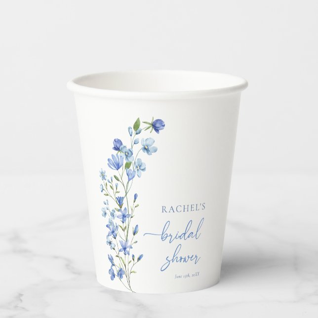 Vasos De Papel Elegante ducha de flores salvajes azul turquesa (Anverso)