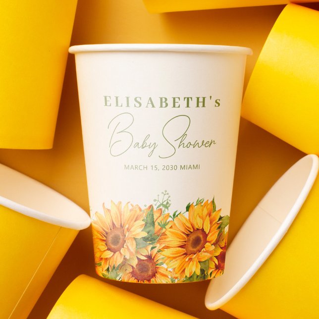 Vasos De Papel Elegante ducha de girasol floral (Subido por el creador)