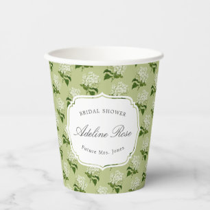 Vasos De Papel Elegante ducha de novia con hortensias verdes y bl
