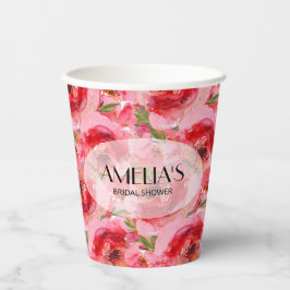 Vasos De Papel Elegante ducha de novia de peonías florales