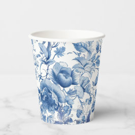 Vasos De Papel Elegante Ducha de Novia Toile Chinoiserie Azul