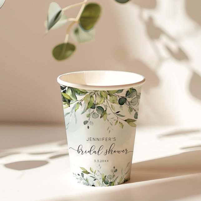 Vasos De Papel Elegante ducha de novias de eucalipto foliage (Subido por el creador)