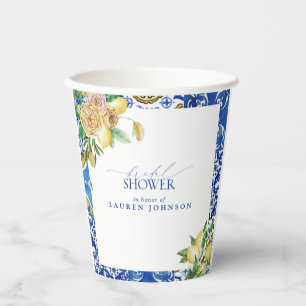 Vasos De Papel Elegante ducha mediterránea con flores de limón fl