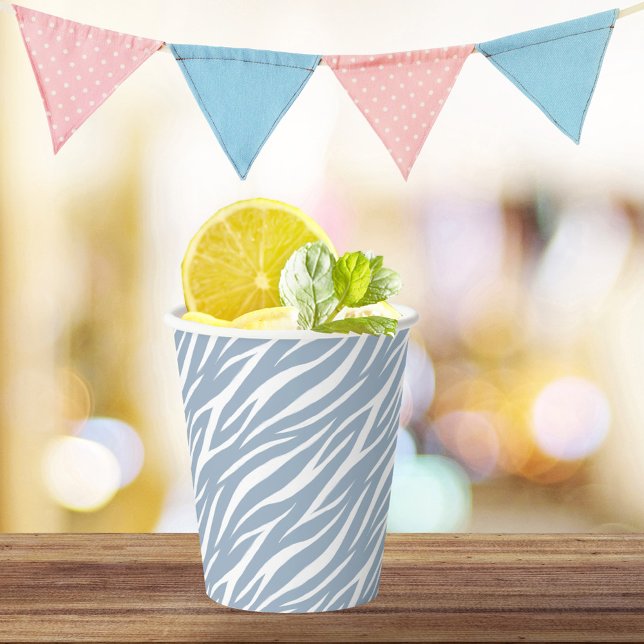 Vasos De Papel Elegante Dusty Blue & White Pastel Trendy Zebra (Subido por el creador)