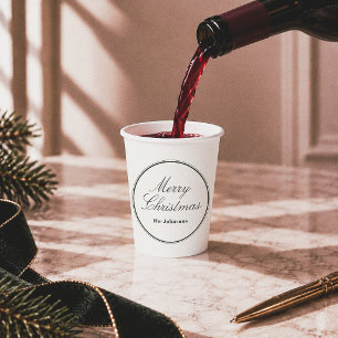 Vasos De Papel Elegante Editorial Feliz Navidad