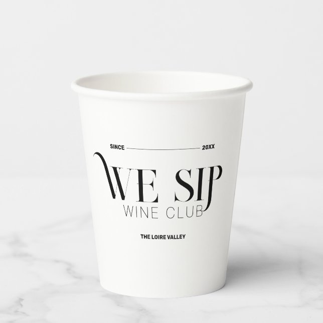 Vasos De Papel Elegante Escudo Personalizado del Club de Vino (Reverso )