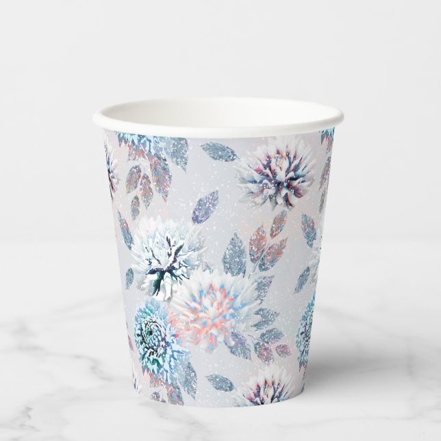 Vasos De Papel Elegante estampado floral retro. (Anverso)