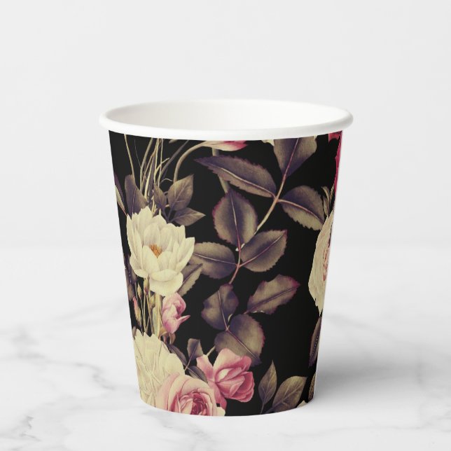 Vasos De Papel Elegante estilo vintage floral (Reverso )