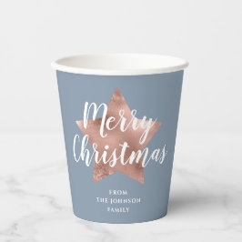 Vasos De Papel Elegante Estrella Azul Feliz Navidad