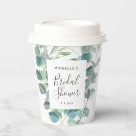 Vasos De Papel Elegante Eucalyptus Greenery Bridal Shower Name