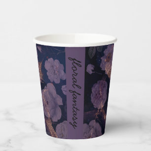 Vasos De Papel Elegante Fantasía Botánica Púrpura Oscura Boho Flo