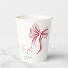 Vasos De Papel Elegante Fiesta Baby Shower Bow Rosado