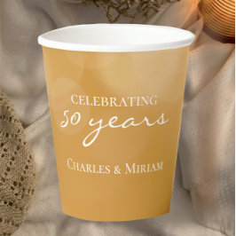 Vasos De Papel Elegante Fiesta de Aniversario Dorado 50