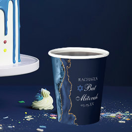 Vasos De Papel Elegante Fiesta de Bat Mitzvah de la Armada Azul d