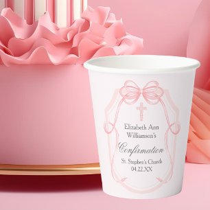 Vasos De Papel Elegante Fiesta de confirmación de cinta de vaca r