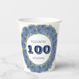 Vasos De Papel Elegante Fiesta de Cumpleaños 100 de Hortensia Flo