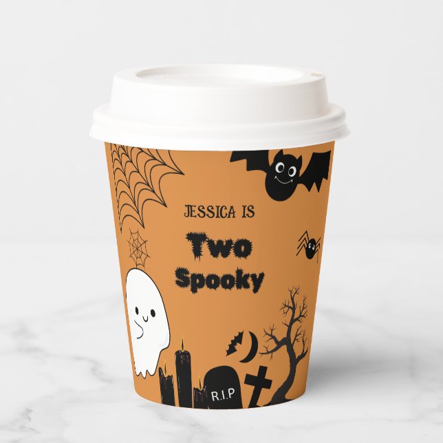 Vasos De Papel Elegante fiesta de cumpleaños de Halloween dos esp (Anverso)