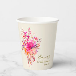 Vasos De Papel Elegante Fiesta de Despedida de Soltera Floral Ros