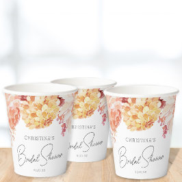 Vasos De Papel Elegante Fiesta de ducha con flores de Moda Boho